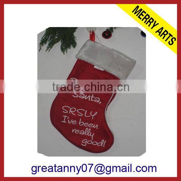 2015 new product new design plain bulk christmas stockings with good quality for wholeasale