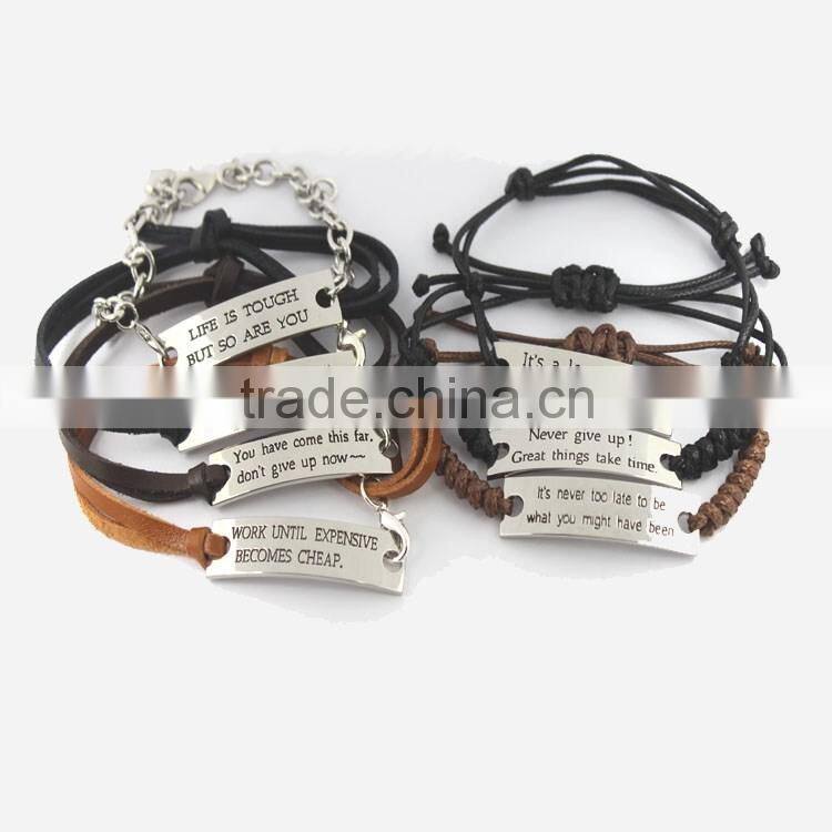Personalized Leather Bracelets Personalized Bracelets With Engraved Alloy Charms