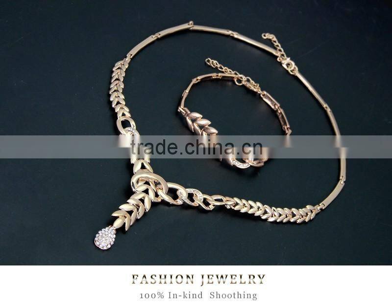 Wholesale Latest Design Fashion Necklaces Women Luxury Statement Diamond Jewelry Set SKJT0598