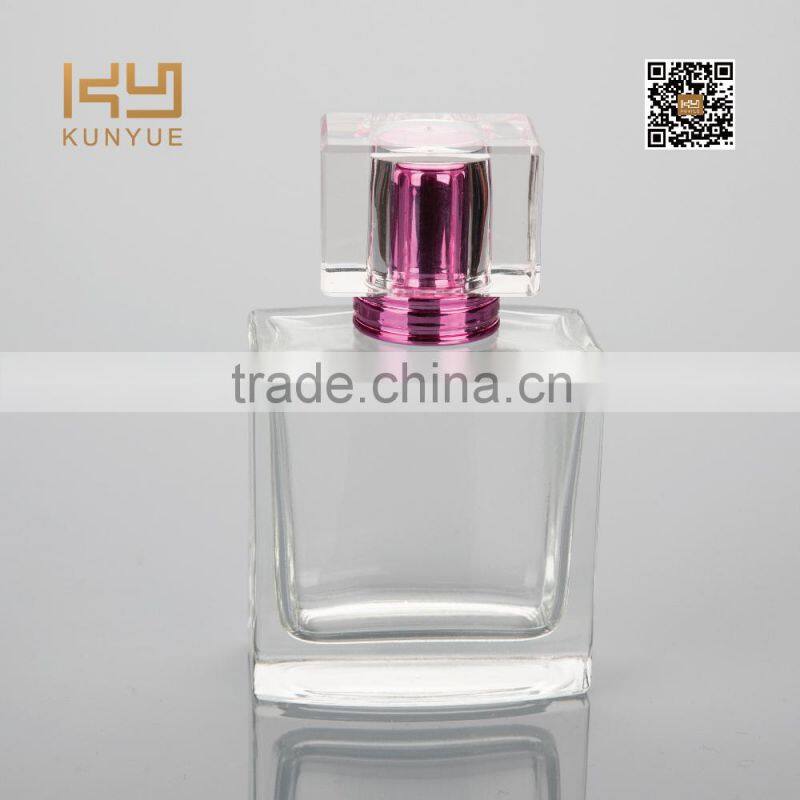 100ml cylindrical bottle glass perfume bottle with golden cap