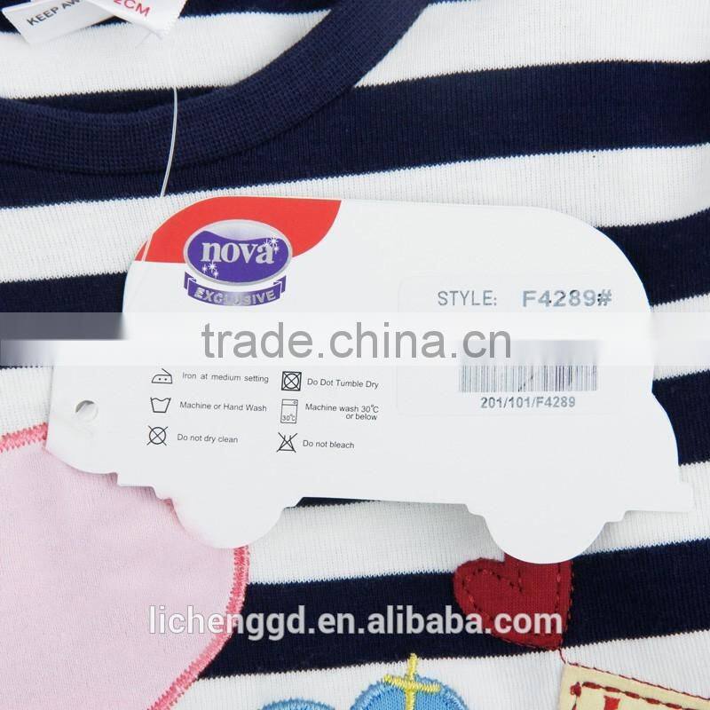 (F4289) Nova t shirts striped girl clothes 2-6Y Fashion fancy clothes animal applique manufacturer t-shirts children t shirt