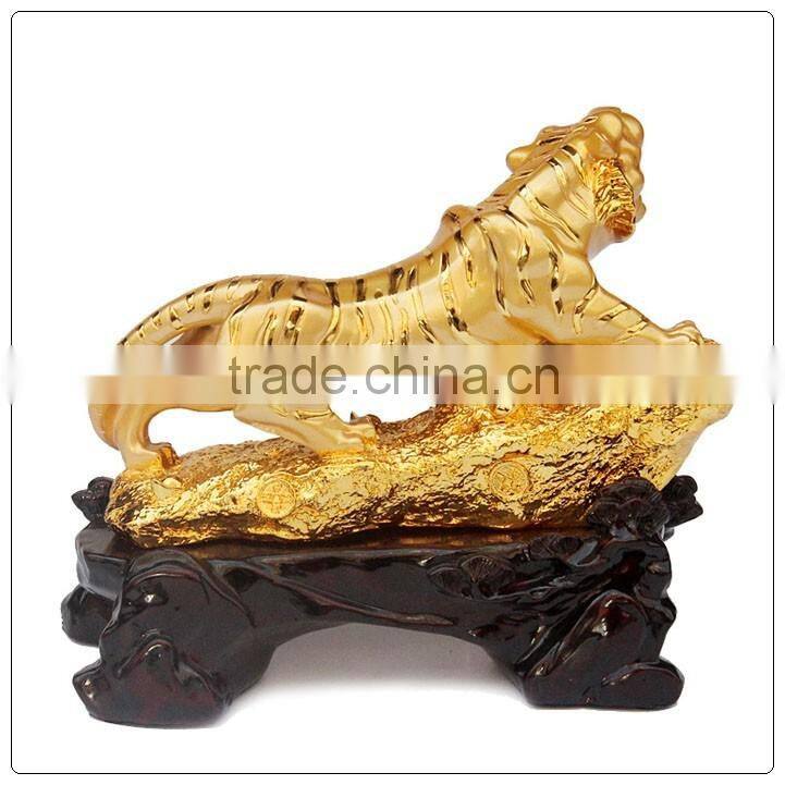 24K Golden color resin tiger statue , fengshui tiger