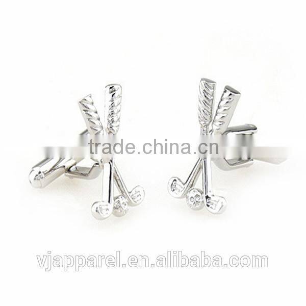 Golf Cufflinks, Sport Cufflinks, Rhodium Cufflinks
