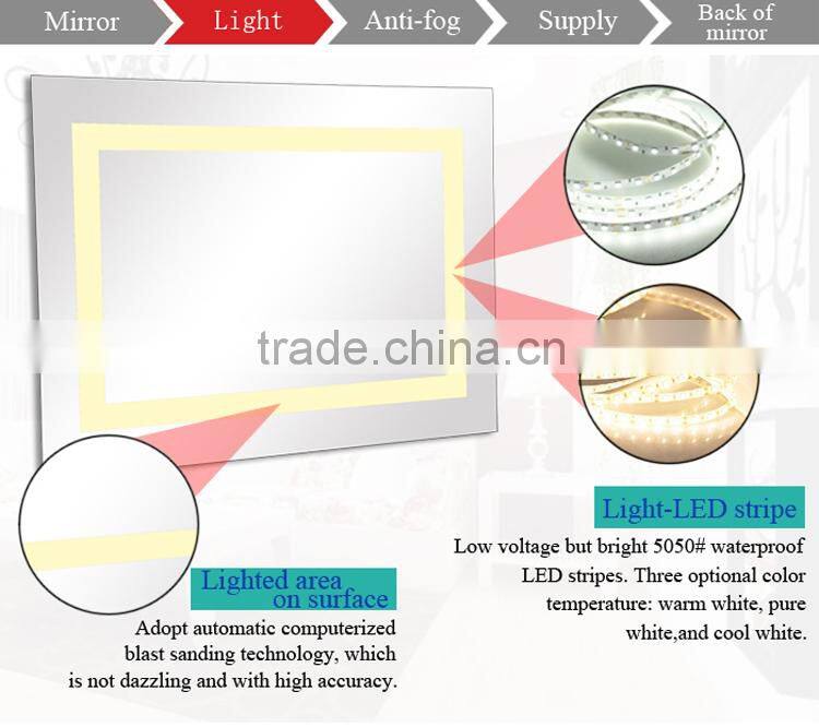 luxurious decorative wall mirror, fogless mrirror items for home decoration