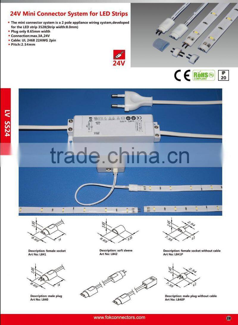 Flexible Waterproof RGB 5050 3528 LED Strip Light Connector 2Pin Conductor 8mm Wdith Cable Wire Strip to Strip Jumper