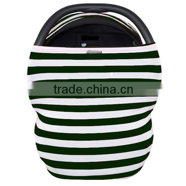 2016 Cuddle Soft Dark Green Stripe Design Car Seat Carrier Cover Canopy