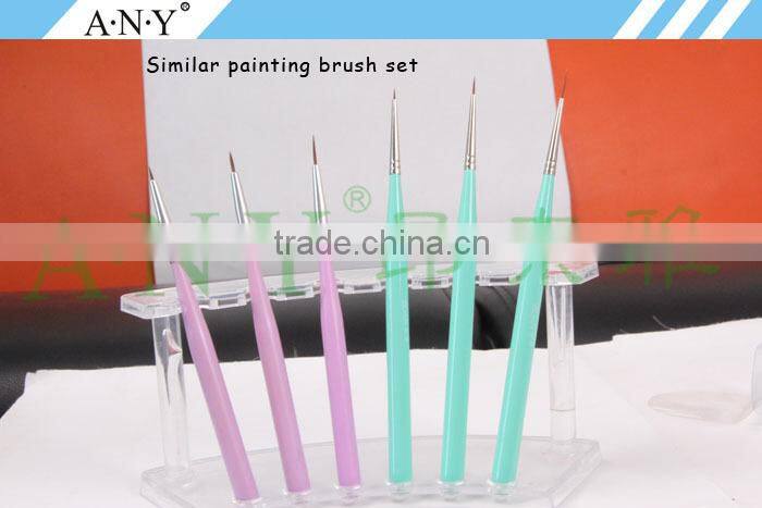ANY Nail Art Painting and Drawing Wood Handle DIfferent Size 3PCS Nail Brush Set