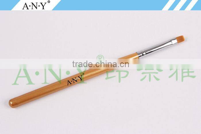 ANY Nail Art Beauty Care Golden Wood Handle Flat UV Gel Finger Brush Nail Art
