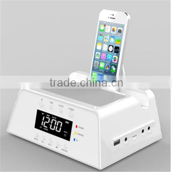 Dock Station Bluetooth Alarm Speaker Support for Smartphone