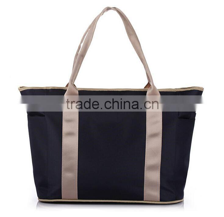 Shiny Black Diaper Bag,Large Zippered Tote Bag