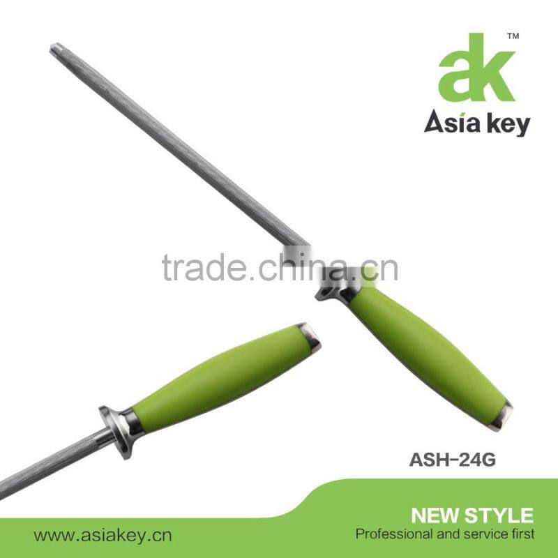 New arrival kitchen knife set,green ABS handle,acrylic block