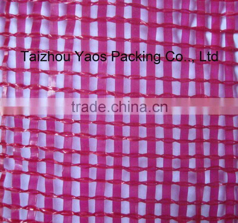red PP tubular mesh bag vegetables onion circular drawstring tubular bag
