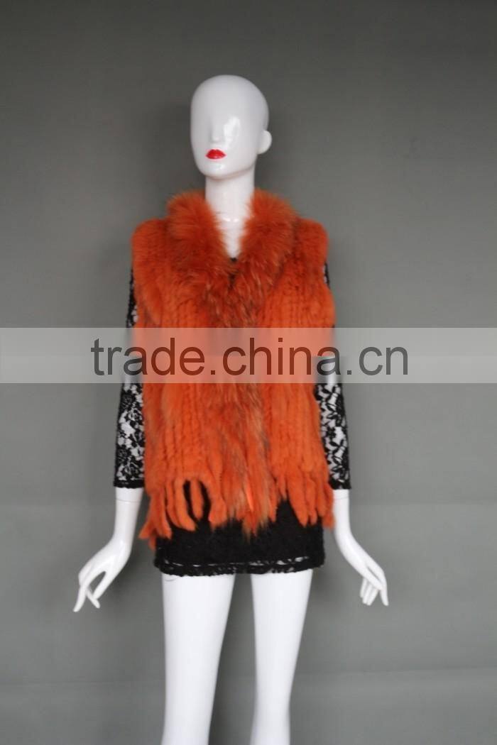 Natural Stylish Fashion Women's Knitted Genuine Rabbit Fur Vest