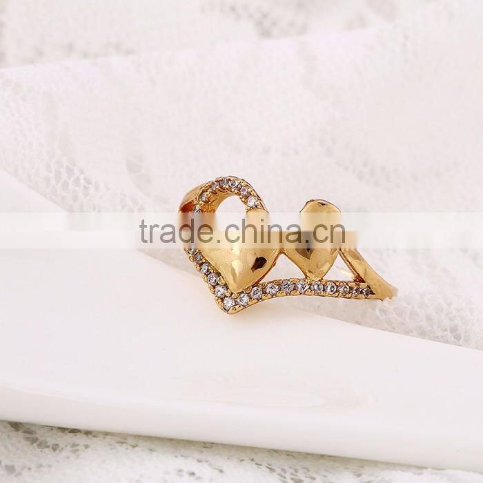 China Jewelry Manufacturer 18k Gold Color Heart-shaped Jewelry Ring