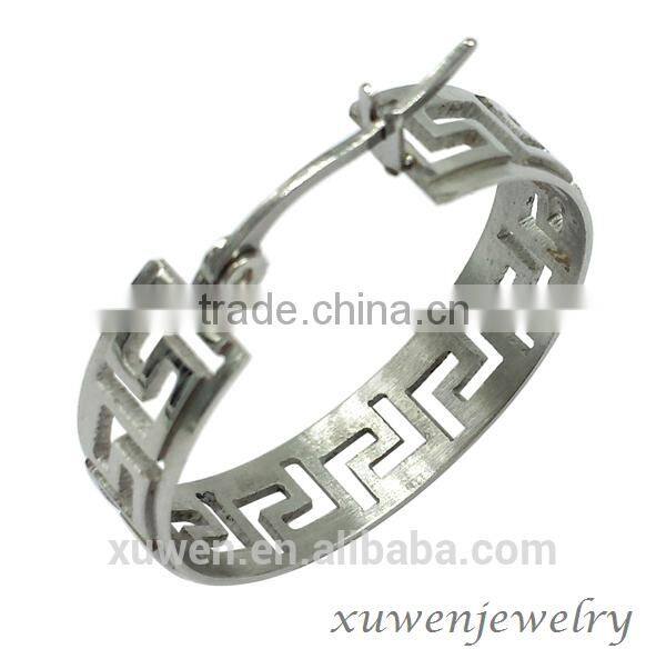 polish ball stainless steel chain hanging earrings