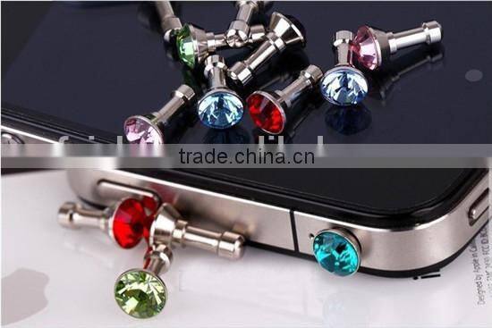 Wholesale Crystal Diamond 3.5mm Anti Dust Plug Headset Jack Stopper For iPhone 4 4s 3G 5 5G 5C 5S 6 6plus iPad Mini
