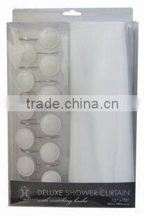 peva shower curtain with resin hooks