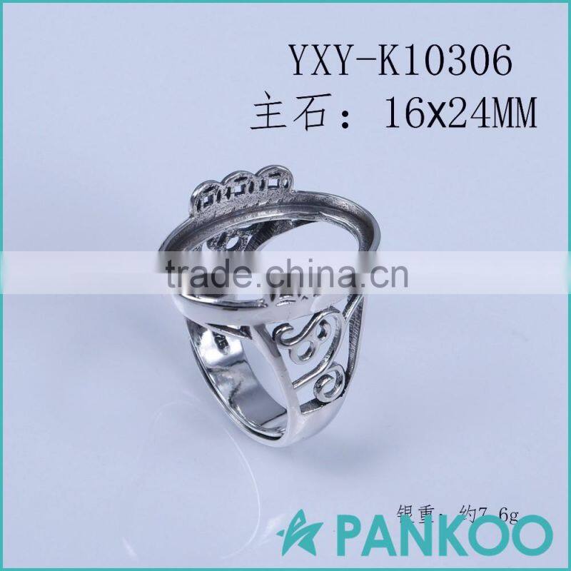 Wholesale Indian 925 sterling silver ring base cheap ring findings with antique style