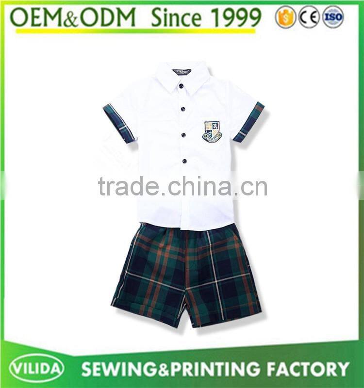 England style kindergarten uniform fashion primary school sport uniform shirt with skirt or shorts
