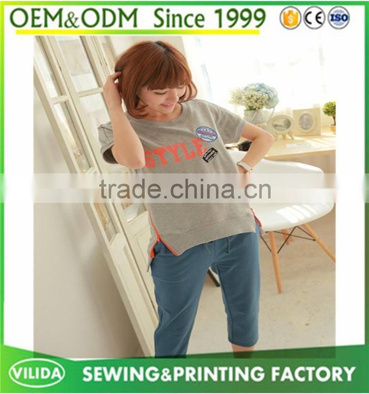 wholesale women pullover tracksuit two piece t shirt and pants suits