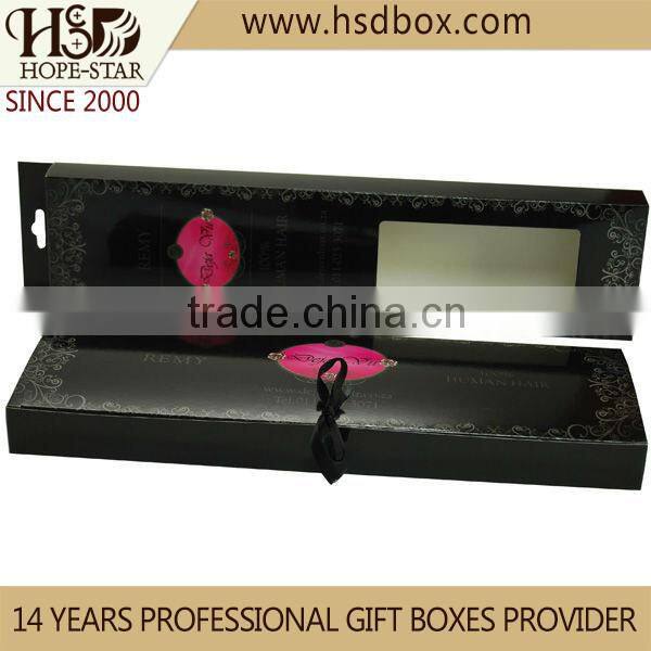 2016 matte lamination custom hair extension packaging, folding drawer paper hair extension packaging box