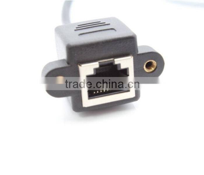 30cm RJ45 Male to Female Screw Panel Mount LAN Network Extension Cable