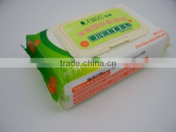 Wholesale baby disposable 80 pcs wet wipes with lid for baby cleaning
