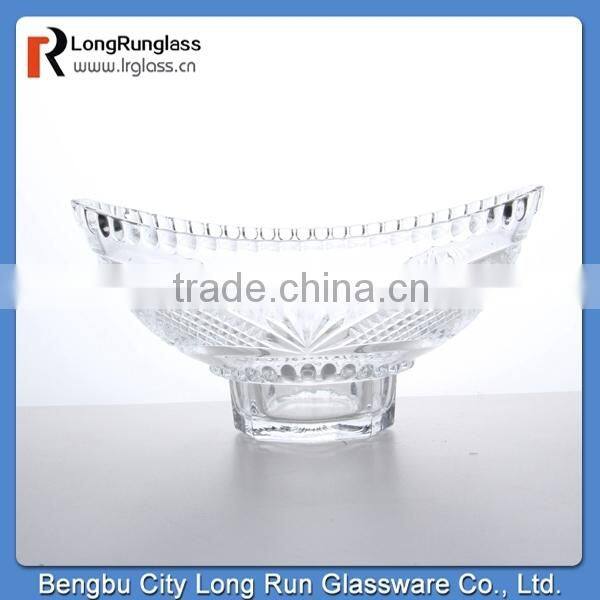 LongRun eco-friendly 800ml transparent patterned glass fruit plate