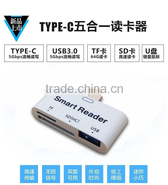 USB 3.1 Type C USB-C to USB 3.0 Female OTG Adapter & TF SD Smart Card Reader For PC Laptop Tablet Macbook