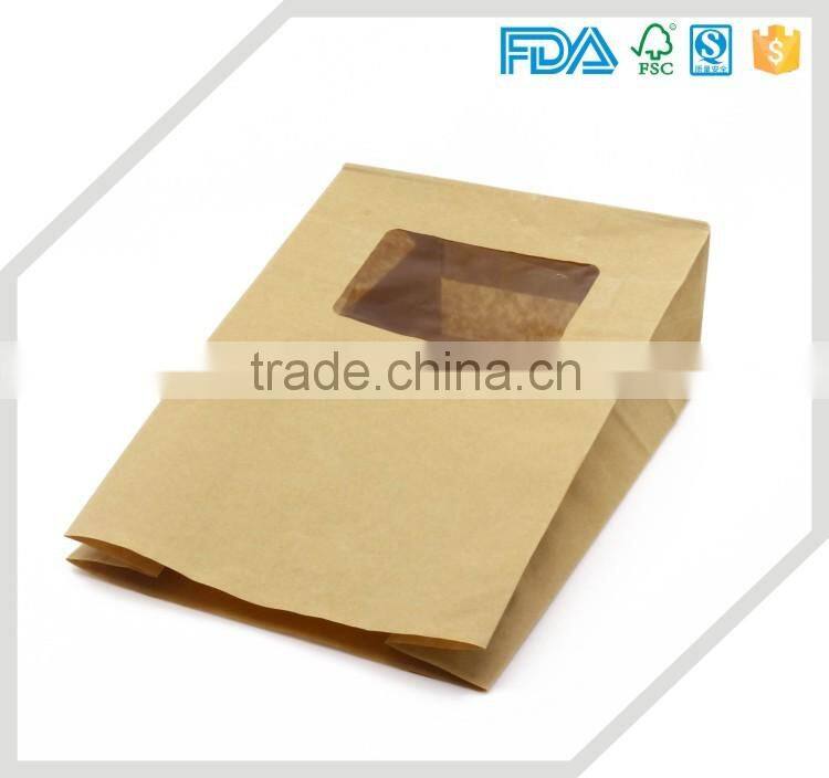 custom logo printed brown paper bag with window paper bag for food