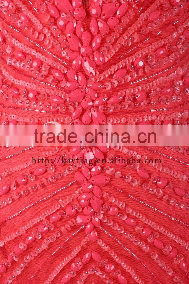 Luxurious Beads Sexy Elegant girl party wear western evening dress 2015