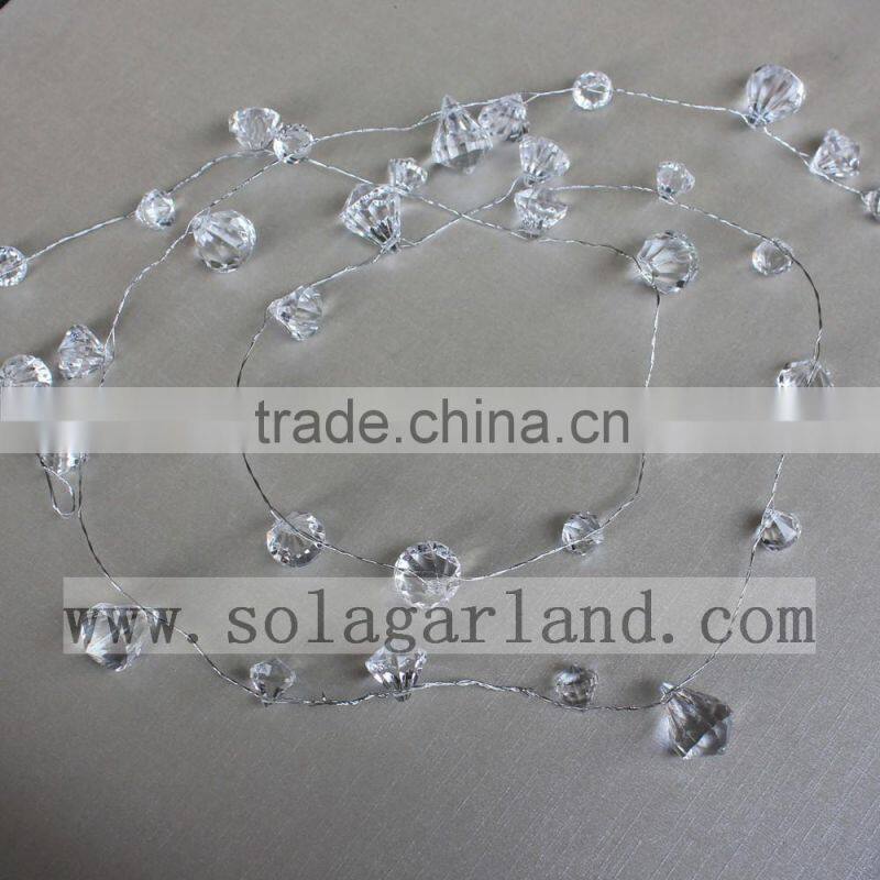 1.2M Crystal Diamond Drop Beaded Branch Wire Acrylic Bead Garland crystal beads wedding table decorations