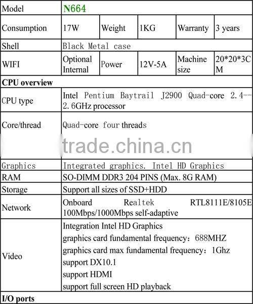 Thin Client 8G RAM 320G HDD Pentium Baytrail Mini Itx PC J2900 with Baytrail Quad-core CPU support SIM Card Mini PC With Fan