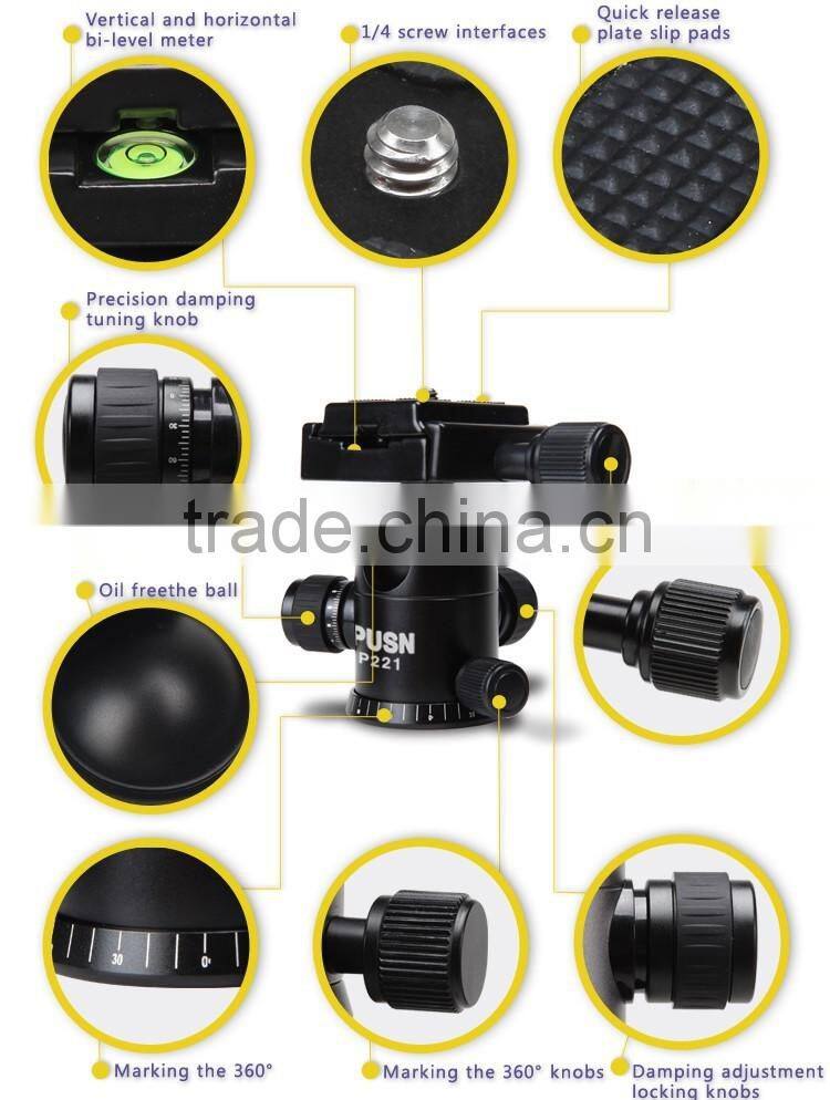 Hpusn 035lpro professional ball head aluminum tripod portable travel dslr camera tripods