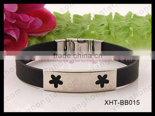 Top Quality Silicone Bracelet with Metal, personalized silicone bracelets