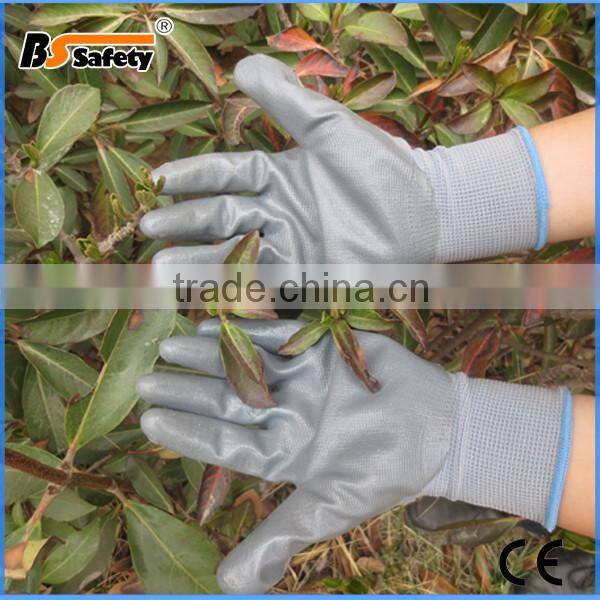 BSSAFETY OEM black nitrile coated safety glove with logo printing
