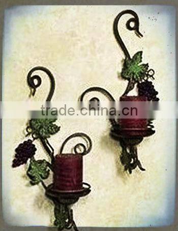 handicrafts Home decor gift cheap candleholder metal wall mounted wrought iron candle holder