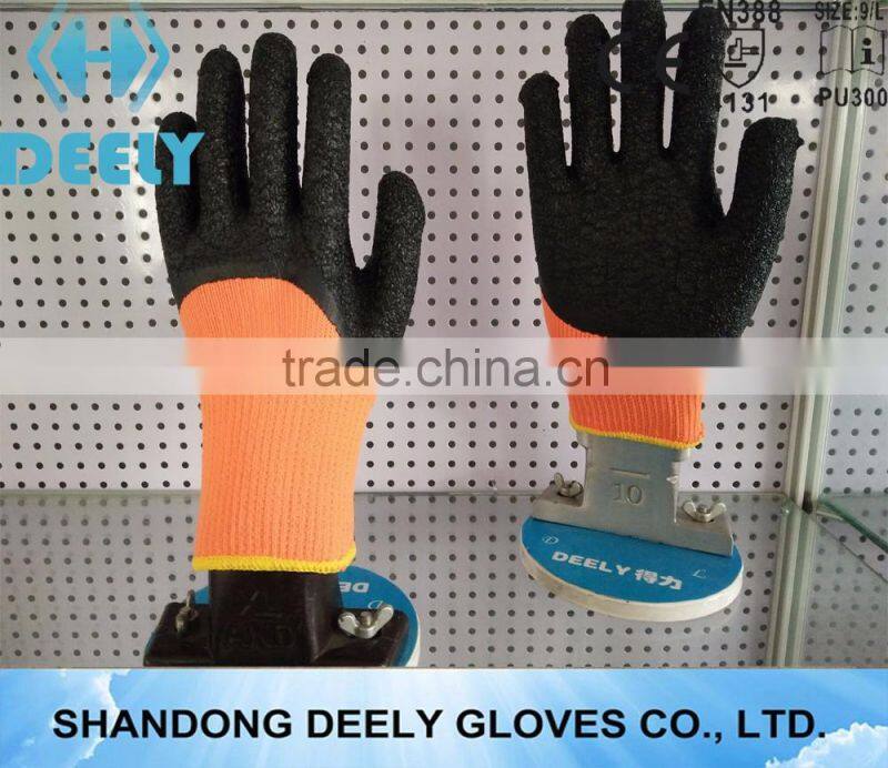 natural latex palm coated wrinkle gloves/industrial gloves
