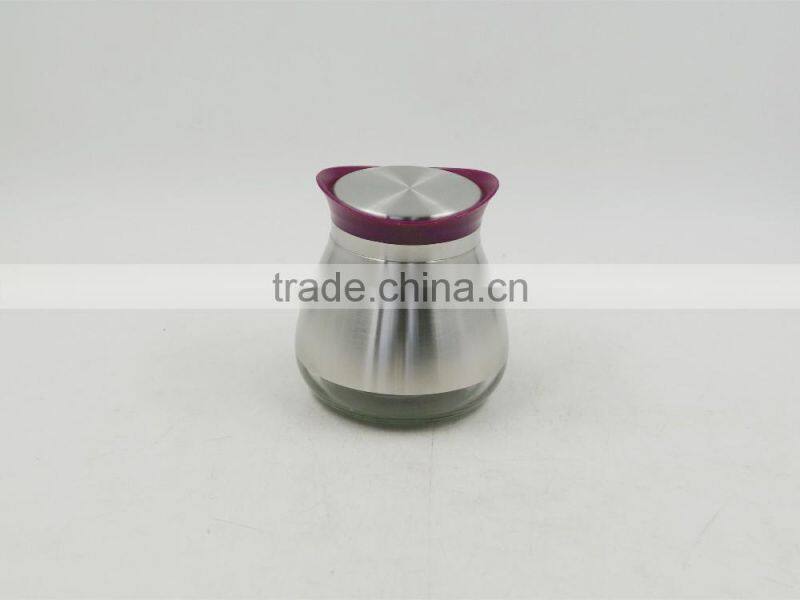 s/s cover glass canister set with metal basket