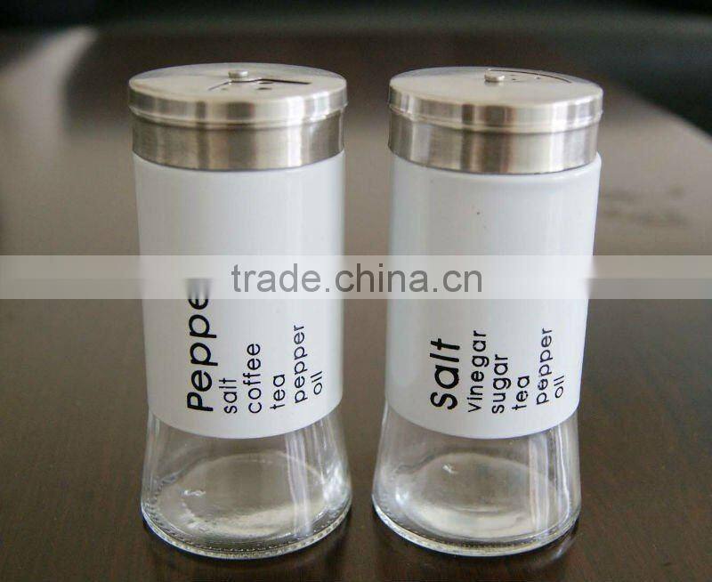 glass spice jar set with metal rack