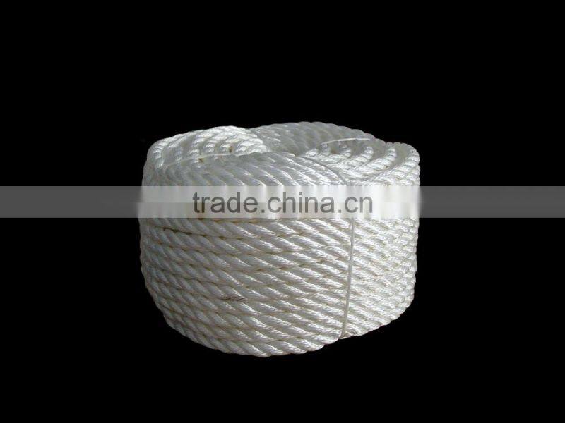 High tensile strength white color polyester Material 3 strand twist polyester cord
