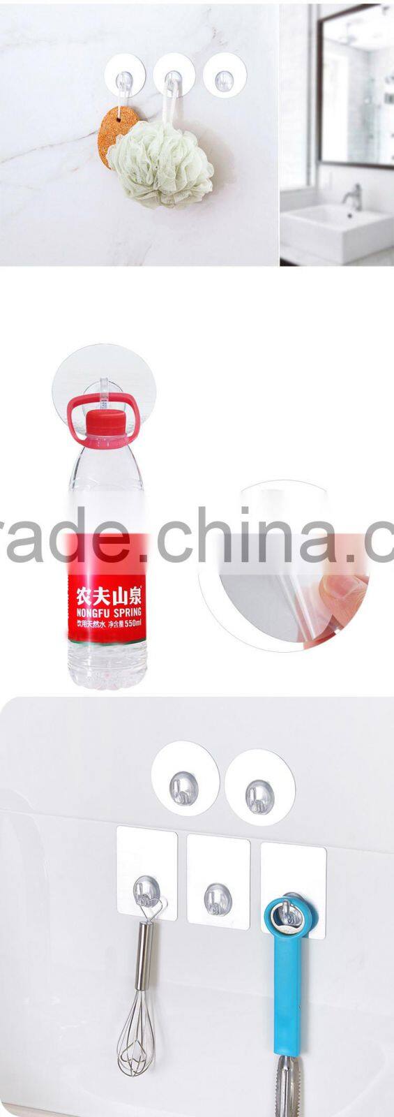 Silver round shaped Heavy Duty PET Seamless single Hook Solid Glue With No Traces Great Necessity for Bathroom Kitchen Wall Ceil