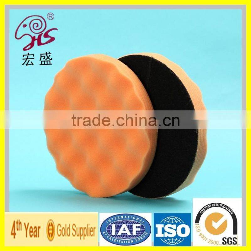 HongSheng Car Foam Buffing Waxing Pad With Magic Tape