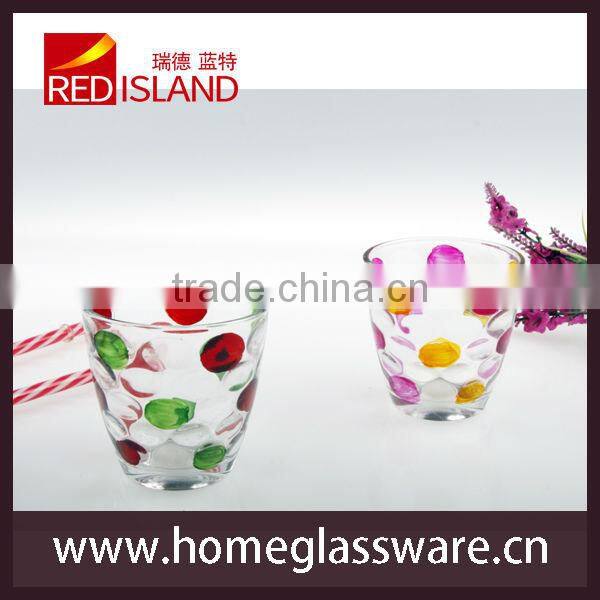 decorative glass cup for milk with hand drawing