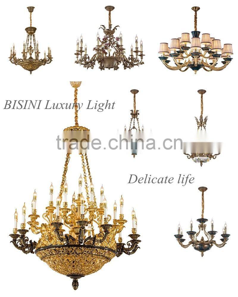 Rococo Style Crystal & Golden Brass Chandelier For Living Room Hotel Hall/ Elegant Crystal Chandelier Decorated Pendant Lamp