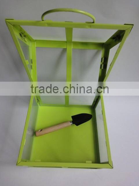 small size metal planter glass house