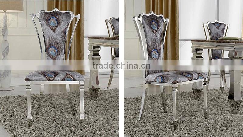 Fashion stainless steel dining table with glass modern furniture