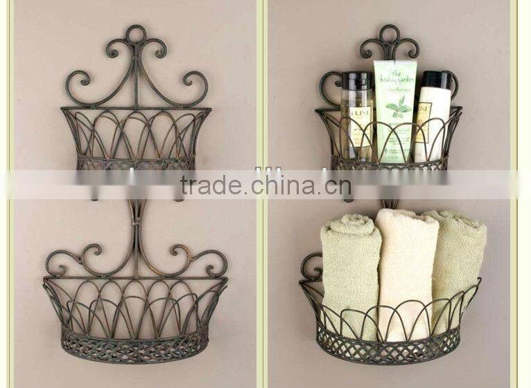 Wrought Iron Metal Double Wall Baskets Planters Shelves