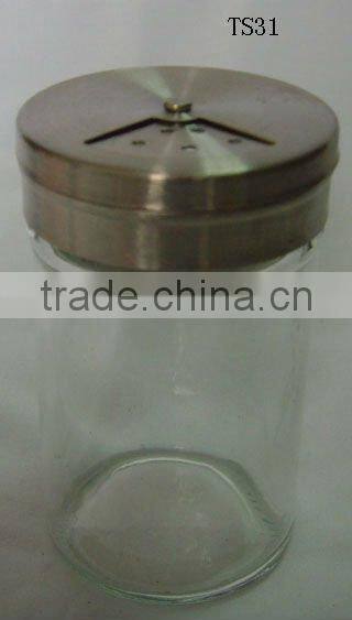 16pcs high quality clear glass spice jar set with iron rack