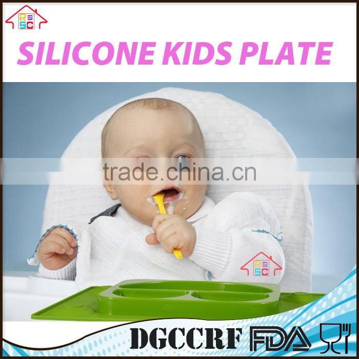 NBRSC Silicone Kids Plates Baby Food Mat Silicone Suction Placemat Happy Face Feeding Plate for Toddlers